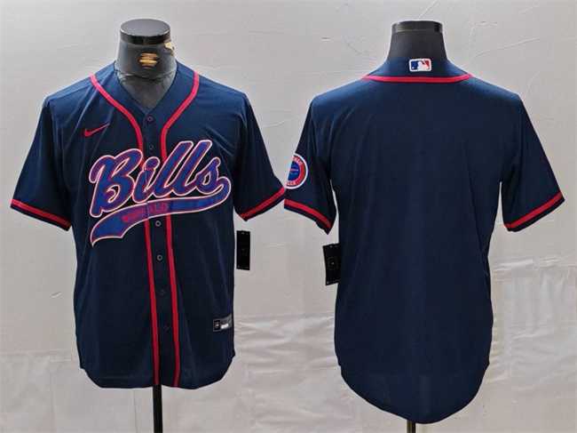 Men%27s Buffalo Bills Blank Navy With Patch Cool Base Stitched Baseball Jersey->chicago bears->NFL Jersey